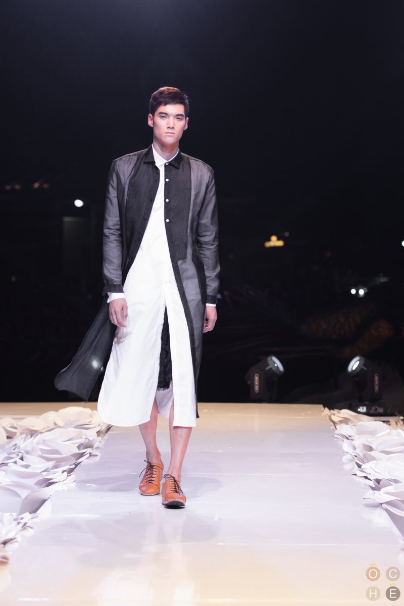 Black transparent silk organza long shirt