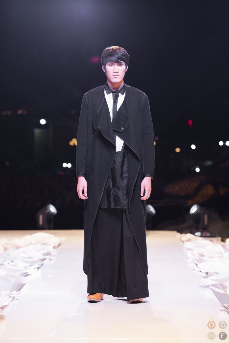 Long wool blend black belted coat wool